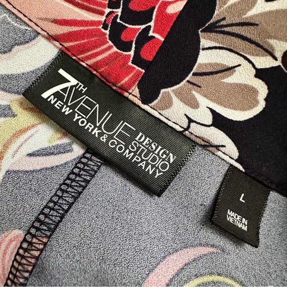 New York & Company Color-block Floral Print Duster Kimo Jacket - Picture 9 of 11